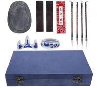 FUOYLOO Set Pennelli per Calligrafia Cinese Bastoncini D'inchiostro, Pietra per Inchiostro e Pennello da Scrittura Portatile, Kit Pratico per Esercizi di Calligrafia e Disegno Artistico