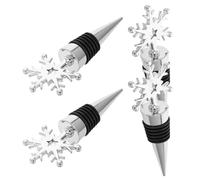 FUOYLOO Tappi per Bottiglie di Vino Rosso 4 Pezzi a Forma di Fiocco di Neve in Acciaio Inox Argento, Tappi di Chiusura Ermetici per Feste e Bar, Accessori per Vino per Uso Domestico