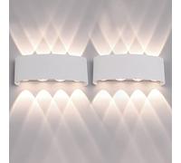 FUPE 2 Pack Lampada da Parete Esterno/Interno LED Applique da Esterni 16W 1600LM Up Down Faretto da Parete IP65 Impermeabile Moderno Lampade Muro Alluminio Bagliore su e giù (Bianco 4500K luce caldo)