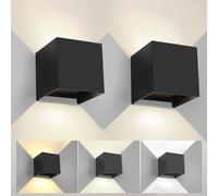 FUPE 2 Pezzi Applique da Parete Esterno/Interno Regolabile 3 colori LED Cubo IP65 Impermeabile Lampada da Esterno Parete Applique Esterni Muro Quadrata Angolo del Fascio Regolabile Moderne Nero 6W