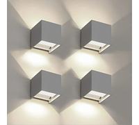 FUPE 4 Pezzi Applique da Parete Esterno/Interno LED Cubo Lampada da Parete Moderne Grigio 12W 4000K Luce Naturale IP65 Impermeabile Applique Esterni Muro Quadrata Angolo del Fascio Regolabile
