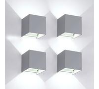 FUPE 4 Pezzi Applique da Parete Esterno/Interno LED Cubo Lampada da Parete Moderne Grigio 12W 6500K Luce Freddo IP65 Impermeabile Applique Esterni Muro Quadrata Angolo del Fascio Regolabile