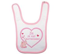 Fupies Bavaglino neonata personalizzabile con nome zia mi vuoi battezzare?, Rosa