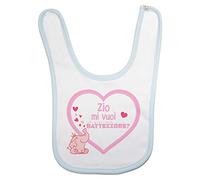 Fupies Bavaglino neonata personalizzabile con nome zio mi vuoi battezzare?, Azzurro
