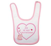 Fupies Bavaglino neonata personalizzabile con nome zio mi vuoi battezzare?, Rosa