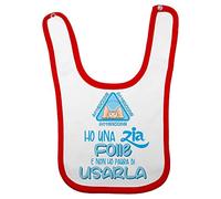 Fupies Bavaglino neonato attenzione ho una zia folle e non ho paura di usarla, Rosso