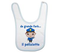Fupies Bavaglino neonato da grande farò il poliziotto, Azzurro