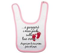 Fupies Bavaglino neonato e poggerò i miei piedi sulle tue orme auguri per la tua prima festa del papà grafica neutra, Rosa