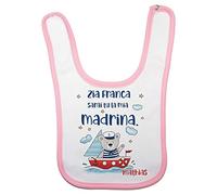 Fupies Bavaglino neonato personalizzato con nome e orsetto sulla barchetta vuoi essere vuoi essere la mia madrina?, Rosa