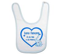 Fupies Bavaglino neonato personalizzato con nome sono l'amore degli zii, Azzurro