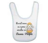 Fupies Bavaglino neonato quest'anno ci sono anch'io buona pasqua, Azzurro