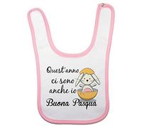 Fupies Bavaglino neonato quest'anno ci sono anch'io buona pasqua, Rosa