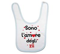 Fupies Bavaglino neonato sono l'amore degli zii con cuoricini grafica neutra, Azzurro