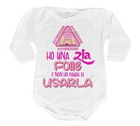 Fupies Body neonata attenzione Ho Una Zia Folle e Non Ho Paura di usarla 18 mesi Manica lunga