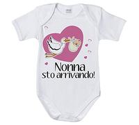 Fupies Body neonata nonna sto arrivando con cicogna e cuoricini, 1 Mese, Manica lunga