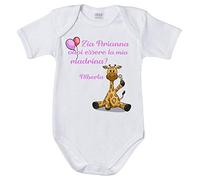 Fupies Body neonata personalizzato con nome e giraffa vuoi essere la mia madrina? 1 mese Manica corta
