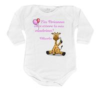 Fupies Body neonata personalizzato con nome e giraffa vuoi essere la mia madrina? 3 mesi Manica lunga