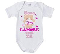 Fupies Body neonata Personalizzato con Nome e Orsetto Sono L'Amore degli zii 3 mesi Manica corta