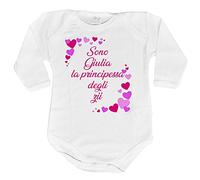 Fupies Body neonata personalizzato con nome e tanti cuori sono la principessa degli zii 3 mesi Manica lunga