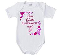 Fupies Body neonata personalizzato con nome e tanti cuori sono la principessa degli zii 3 mesi Manica corta