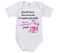 Fupies Body neonata Personalizzato con Nome papà quest'anno Hai Ricevuto Il Regalo di Compleanno più Bello, 1 Mese, Giromanica