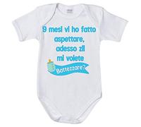 Fupies Body neonato 9 mesi vi ho fatto aspettare adesso zii mi volete battezzare? 3 mesi Manica corta