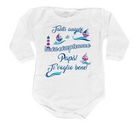 Fupies Body neonato buon compleanno papà con barchette, 12 Mesi, Manica lunga