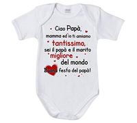 Fupies Body neonato ciao papà mamma ed io ti amiamo tantissimo sei il migliore al mondo buona festa del papà, 3 Mesi, Manica lunga