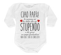 Fupies Body neonato ciao papà mamma mi ha detto che sei stupendo e che sarai un papà fantastico, 3 Mesi, Manica lunga