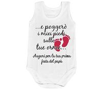Fupies Body neonato e poggerò i miei piedi sulle tue orme auguri per la tua prima festa del papà grafica neutra, 1 Mese, Giromanica