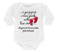 Fupies Body neonato e poggerò i miei piedi sulle tue orme auguri per la tua prima festa del papà grafica neutra, 9 Mesi, Manica lunga