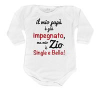 Fupies Body neonato il mio papà è già impegnato ma mio zio è single e bello grafica neutra 3 mesi Manica lunga