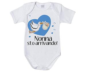Fupies Body neonato nonna sto arrivando con cicogna e cuoricini, 1 Mese, Manica lunga