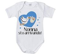 Fupies Body neonato nonna sto arrivando con cicogna e cuoricini, 3 Mesi, Giromanica