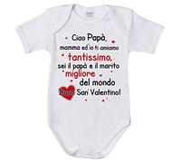 Fupies | Body Neonato Papà | Ciao Papà Mamma e Io ti Amiamo Tantissimo | 100% Cotone | Certificato OEKO-TEX | Regalo San Valentino per Papà | Dedica Personalizzata | Body Personalizzato