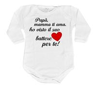 Fupies Body neonato papà mamma ti ama ho visto il suo cuore battere per te, 1 Mese, Manica lunga