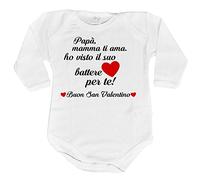 Fupies Body neonato papà mamma ti ama ho visto il suo cuore battere per te buon san valentino, 3 Mesi, Manica lunga
