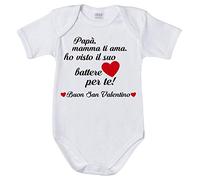 Fupies Body neonato papà mamma ti ama ho visto il suo cuore battere per te buon san valentino, 6 Mesi, Manica corta