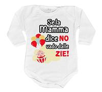Fupies Body neonato personalizzabile con nome se la mamma dice di no vado dalle zie grafica neutra 1 mese Manica lunga