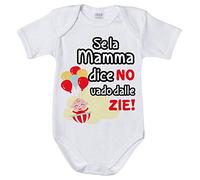 Fupies Body neonato personalizzabile con nome se la mamma dice di no vado dalle zie grafica neutra 9 mesi Manica corta