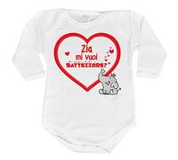 Fupies Body neonato personalizzabile con nome zia mi vuoi battezzare? grafica neutra 1 mese Manica lunga