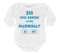 Fupies Body neonato personalizzabile con nome zia vuoi essere la mia madrina? 1 mese Manica lunga