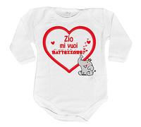 Fupies Body neonato personalizzabile con nome zio mi vuoi battezzare? grafica neutra 1 mese Manica lunga
