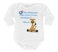 Fupies Body neonato personalizzato con nome e giraffa vuoi essere la mia madrina? 6 mesi Manica lunga