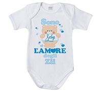 Fupies Body neonato personalizzato con nome e orsetto sono l'amore degli zii 1 mese Manica corta