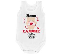 Fupies Body neonato personalizzato con nome e orsetto sono l'amore delle zie grafica neutra 6 mesi Giromanica