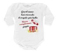 Fupies Body neonato personalizzato con nome papà quest'anno hai ricevuto il regalo di compleanno più bello grafica neutra, 1 Mese, Manica lunga
