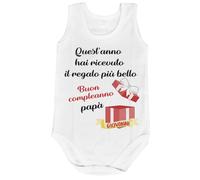 Fupies Body neonato personalizzato con nome papà quest'anno hai ricevuto il regalo di compleanno più bello grafica neutra, 12 Mesi, Giromanica