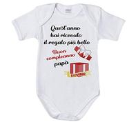 Fupies Body neonato personalizzato con nome papà quest'anno hai ricevuto il regalo di compleanno più bello grafica neutra, 6 Mesi, Manica corta