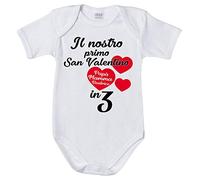 Fupies Body neonato personalizzato con nomi il mio primo san valentino in 3 grafica neutra, 1 Mese, Manica corta
